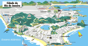 Mapa da Zona Sul do Rio de Janeiro.
